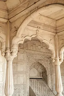 Mughal Prints: India, Delhi, Old Delhi, White marble building at Red Fort