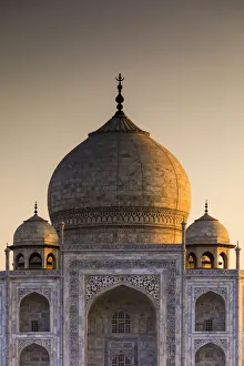 Taj Mahal Prints: India, details of Taj Mahal memorial at sunset
