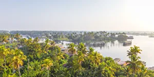 Images Dated 30th April 2020: India, Kerala, Alappuzha (Alleppey), Houseboats on backwaters
