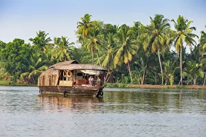 Kerala Prints: India, Kerala, Alappuzha, Alleppey, A traditional boat on the backwaters