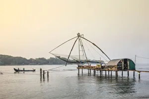 India, Kerala, Cochin - Kochi, Vipin Island, Chinese fishing nets