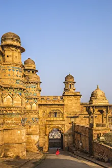 Girl Prints: India, Madhya Pradesh, Gwalior, Gwalior Fort, Man Singh Palace, Elephant Gate (Hathiya