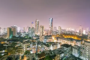 India, Maharashtra, Mumbai, view of the city of Mumbai city centre at night