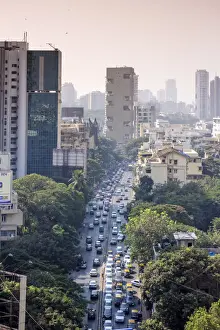 Boulevard Prints: India, Maharashtra, Mumbai, view along Dr Gopalrao Deshmukh Marg (Pedder Road) towards