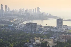 Mumbai Gallery: India, Maharashtra, Mumbai, View old City, Nehru Science Centre and Haji Ali Bay