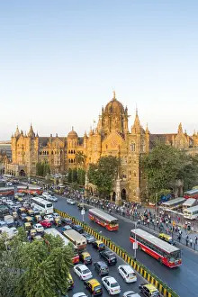 Public Transportation Prints: India, Mumbai, Maharashtra, Chhatrapati Shivaji Maharaj Terminus railway station (CSMT)