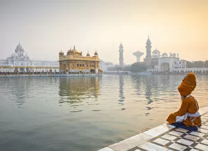 One Man Collection: India, Punjab, Amritsar, Pilgrims at The Harmandir Sahib, nown as The Golden Temple
