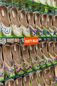 Handmade Prints: India, Punjab, Amritsar, traditional Indian slippers for sale