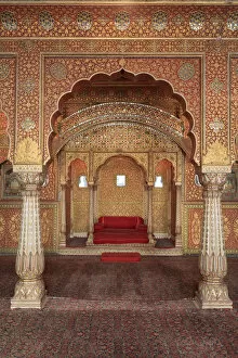 Images Dated 13th January 2014: India, Rajasthan, Bikaner, Junagahr Fort, Anup Mahal Hall