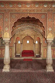 Images Dated 13th January 2014: India, Rajasthan, Bikaner, Junagahr Fort, Anup Mahal Hall