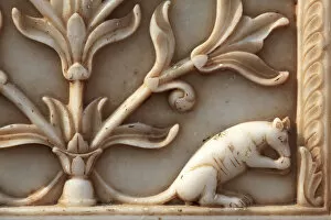 Rajasthan Gallery: India, Rajasthan, Deshnok, Karni Mata Temple (Rat Temple), Marble Carvings