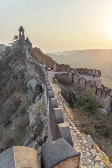 Images Dated 15th March 2019: India, Rajasthan, Jaipur, Amber, Amber Fort and Wall Fortifications