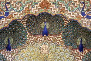 India, Rajasthan, Jaipur, City Palace, Peacock Gate