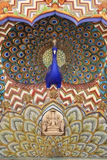 India, Rajasthan, Jaipur, City Palace, Peacock Gate