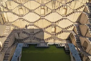Step Well Prints: India, Rajasthan, Jaipure, Amber, traditional old Step Well