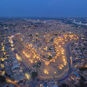 Historic Town Prints: India, Rajasthan, Jaisalmer, Old Town, Aerial view of Old Town and Fortifications