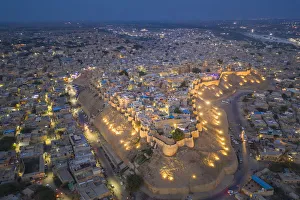 Images Dated 15th March 2019: India, Rajasthan, Jaisalmer, Old Town, Aerial view of Old Town and Fortifications