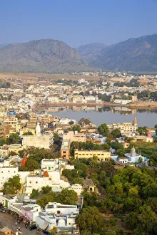 India, Rajasthan, Pushkar, Aerial view of Pushkar