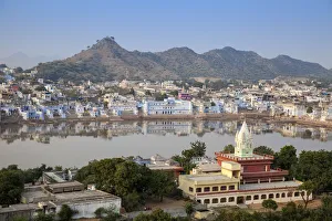 India, Rajasthan, Pushkar, Aerial view of Pushkar