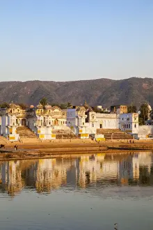 Sacred Town Prints: India, Rajasthan, Pushkar, Pushkar Lake and bathing ghats