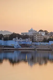 Sacred Town Prints: India, Rajasthan, Pushkar, Pushkar Lake and bathing ghats