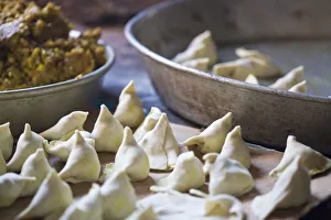 India, Sikkim, Gangtok, Rumtek Gompa Complex, Making samosas