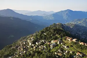 India, Sikkim, Gangtok, View of city from Ganesh Tok viewpoint