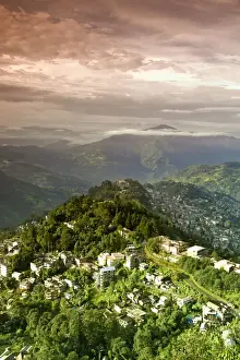 India, Sikkim, Gangtok, View of city from Ganesh Tok viewpoint