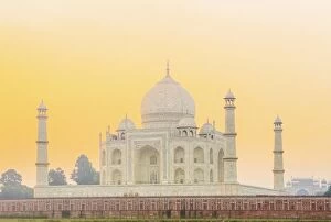 Golden Gallery: India, Uttar Pradesh, Agra, Taj Mahal in golden dawn light