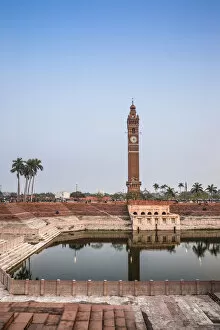 Images Dated 23rd May 2019: India, Uttar Pradesh, Lucknow, Hussainabad pond and Clock Tower