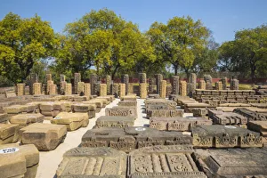 India, Uttar Pradesh, Sarnarth, near Varanasi, Dhamekh Stupa and ruins complex