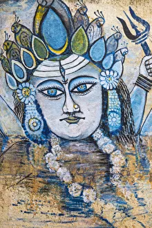 Sacred Prints: India, Uttar Pradesh, Varanasi, Religious wall paintings