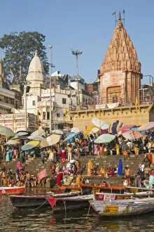 Images Dated 15th July 2019: India, Uttar Pradesh, Varanasi, Dashashwamedh Ghat - The main ghat on the Ganges River