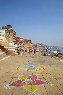 Ganges River Prints: India, Uttar Pradesh, Varanasi, Ghats on the River Ganges