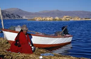 An Indian woman from the Uros or floating reed islands