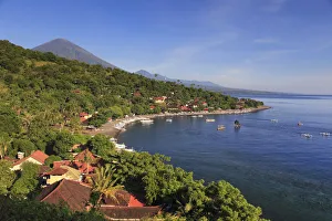 Indonesia, Bali, East Bali, Amed, Amed Village and Gunung Agung Volcano