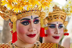 Indonesia, Bali, Sanur, portrait of female Legongdancer in traditional costume