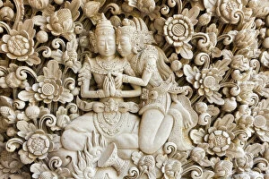 Images Dated 28th November 2019: Indonesia, Bali, stone relief, Rama & Sita