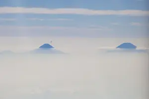 Java Prints: Indonesia, Java, Magelang, Aerial view of Volcanoes near Jogyakarta