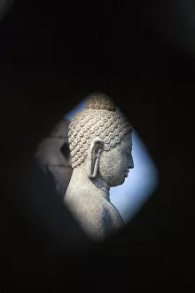 Images Dated 5th November 2012: Indonesia, Java, Magelang, Borobudur Temple, Bhudda image inside Stupa