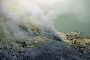 Ijen Prints: Indonesia, Java, Sunrise at Ijen Crater, one of the most impressive place on Java Island