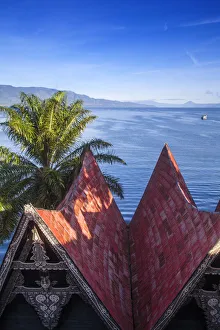 Indonesia, Sumatra, Samosir Island, Lake Toba, Parapat, Hotel in traditional Batak style