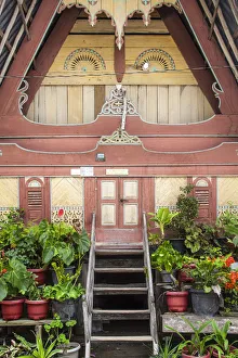 Indonesia, Sumatra, Samosir Island, Lake Toba, Tomok, Traditional Batak wooden houses