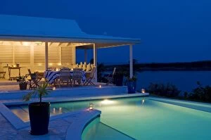 Bahamas Gallery: The infinity pool at Little Whale Cay lit