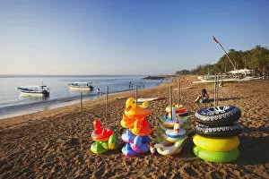 Images Dated 19th September 2011: Inflatable life rings on Sanur beach, Bali, Indonesia