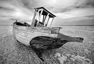 Infrared image of the old fishing boat, Dungeness, Kent, UK