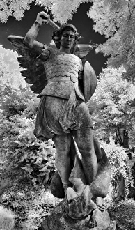 Infrared image of a tombstone in Highgate Cemetery, London, UK Infrared image of a tombstone in Highgate Cemetery, London, UK