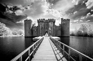 Infrared Prints: Infrared view of Bodiam Castle, near Robertsbridge, East Sussex, England