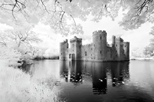 Infrared Prints: Infrared view of Bodiam Castle, near Robertsbridge, East Sussex, England
