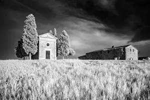 Val Dorcia Prints: Infrared view of the Chapel of Madonna di Vitaleta
